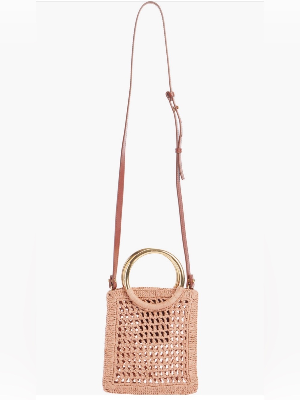 Mini summer banana raffia tote